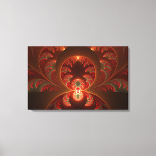 Lumineus Abstract matig Oranje rood fractal Canvas Afdruk