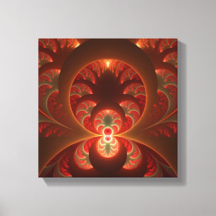 Lumineus Abstract matig Oranje rood fractal Canvas Afdruk