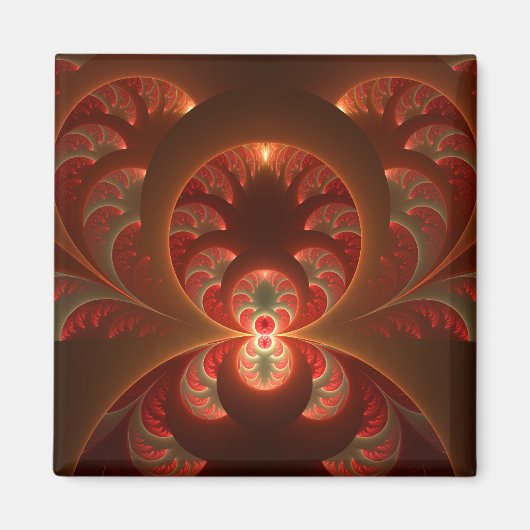 Lumineus Abstract matig Oranje rood fractal Magneet (Voorkant)