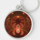 Lumineus Abstract matig Oranje rood fractal Sleutelhanger (Voorkant)