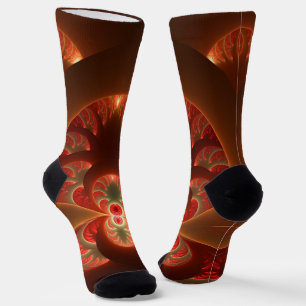 Lumineus Abstract matig Oranje rood fractal Sokken