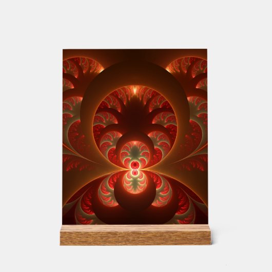 Lumineus abstract modern oranje fractal acryl bord (Voorkant)