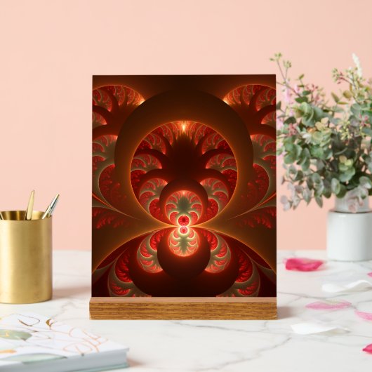 Lumineus abstract modern oranje fractal acryl bord (Huwelijk)