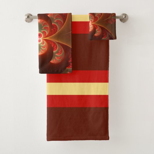 Lumineus abstract modern oranje fractal bad handdoek (Insitu)