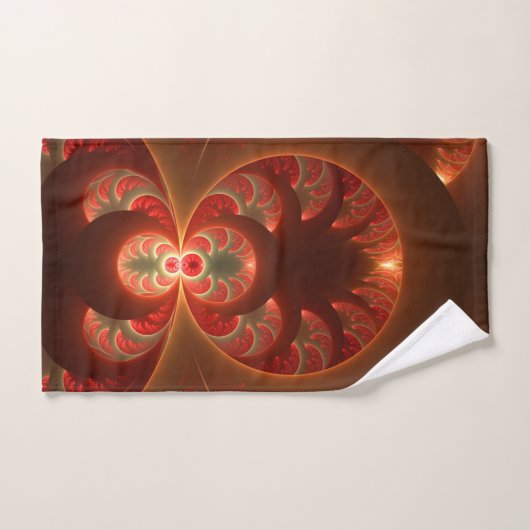 Lumineus abstract modern oranje fractal bad handdoek (Handdoek)