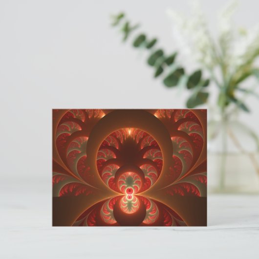 Lumineus abstract modern oranje fractal briefkaart (Staand voorkant)