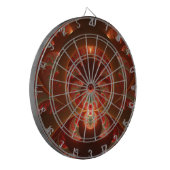 Lumineus abstract modern oranje fractal dartbord (Voorkant Links)