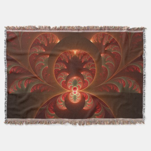 Lumineus abstract modern oranje fractal deken (Voorkant)