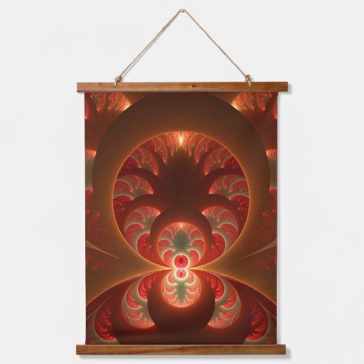 Lumineus abstract modern oranje fractal hangend wandkleed (Voorkant)