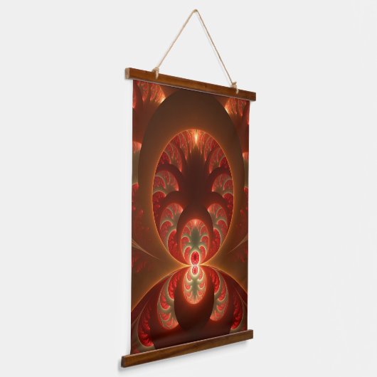 Lumineus abstract modern oranje fractal hangend wandkleed (Gebogen)