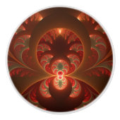 Lumineus abstract modern oranje fractal keramische knop (Voorkant)