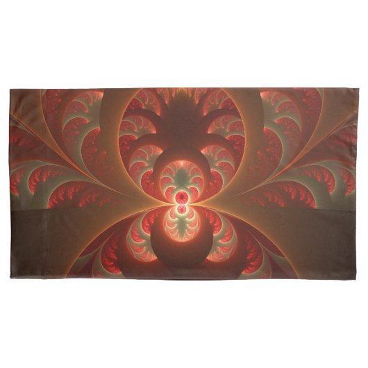 Lumineus abstract modern oranje fractal kussensloop (Voorkant)