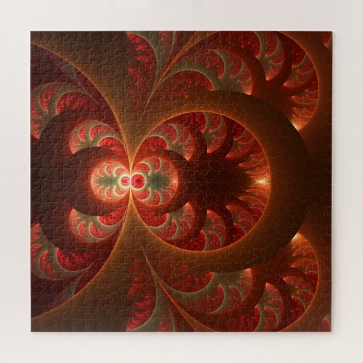 Lumineus abstract modern oranje fractal legpuzzel (Horizontaal)