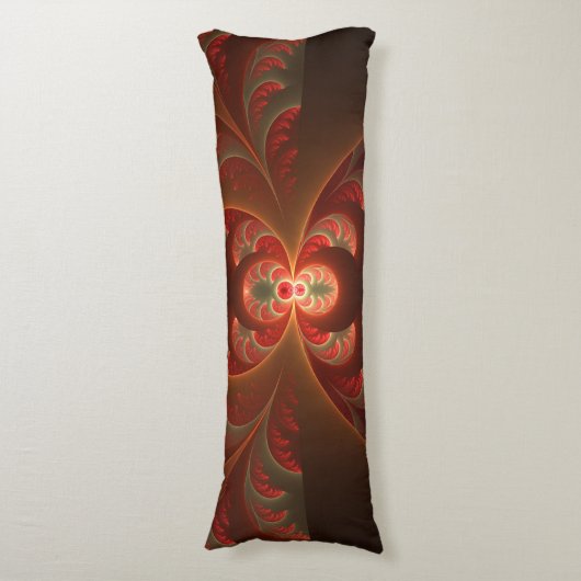 Lumineus abstract modern oranje fractal lichaamskussen (Voorkant Verticaal)