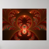 Lumineus abstract modern oranje fractal poster (Voorkant)