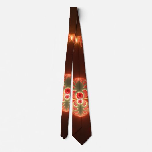 Lumineus abstract modern oranje fractal stropdas (Achterkant)
