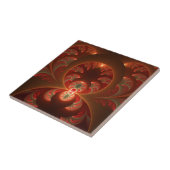 Lumineus abstract modern oranje fractal tegeltje (Zijkant)
