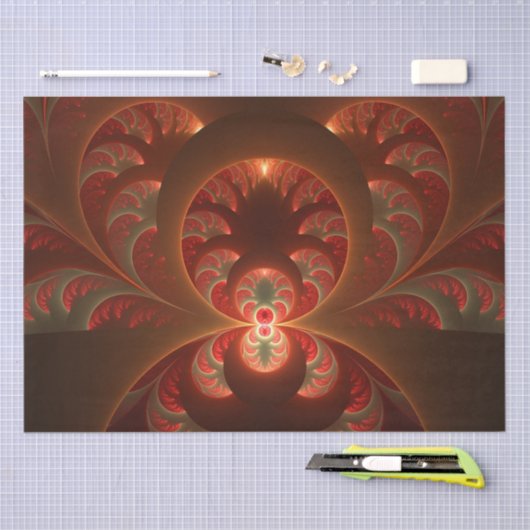 Lumineus abstract modern oranje fractal tissuepapier (Craft)