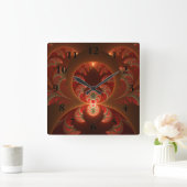 Lumineus abstract modern oranje fractal vierkante klok (Huis)