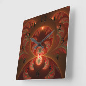 Lumineus abstract modern oranje fractal vierkante klok (Hoek)