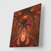 Lumineus abstract modern oranje fractal vierkante klok (Hoek)