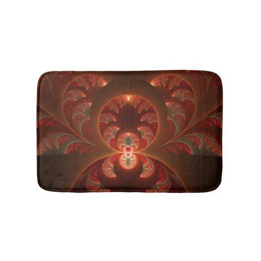 Lumineus Abstract Modern Oranje Rood Fractal Badmat (Voorkant)