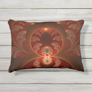 Lumineus abstract modern oranje rood Fractal Buitenkussen