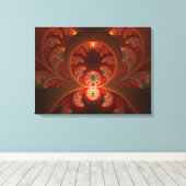 Lumineus Abstract Modern Oranje Rood Fractal Canvas Afdruk (Insitu (Houten vloer))