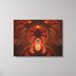 Lumineus Abstract Modern Oranje Rood Fractal Canvas Afdruk