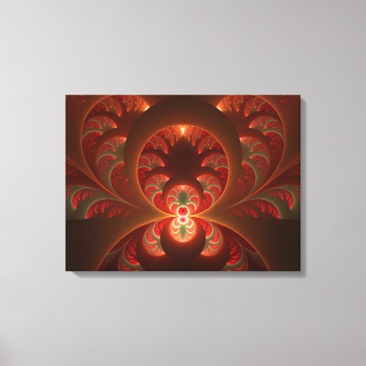 Lumineus Abstract Modern Oranje Rood Fractal Canvas Afdruk (Voorkant)