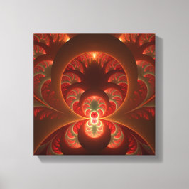 Lumineus Abstract Modern Oranje Rood Fractal Canvas Afdruk