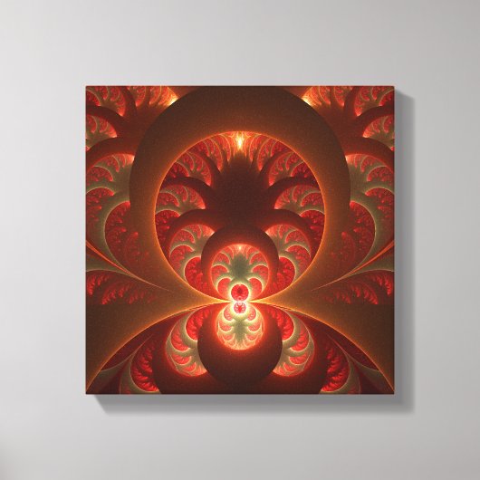 Lumineus Abstract Modern Oranje Rood Fractal Canvas Afdruk (Voorkant)