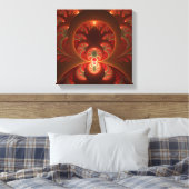 Lumineus Abstract Modern Oranje Rood Fractal Canvas Afdruk (Insitu (Slaapkamer))