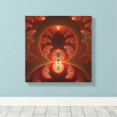 Lumineus Abstract Modern Oranje Rood Fractal Canvas Afdruk (Insitu (Houten vloer))