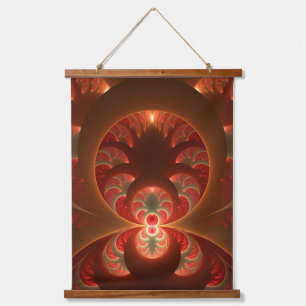 Lumineus abstract modern oranje rood Fractal Hangend Wandkleed