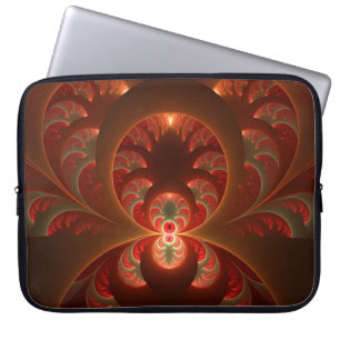Lumineus abstract modern oranje rood Fractal Laptop Sleeve