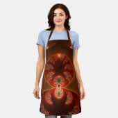 Lumineus Abstract Modern Oranje Rood Fractal Schort (Gedragen)