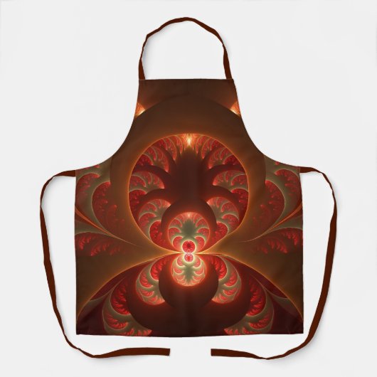 Lumineus Abstract Modern Oranje Rood Fractal Schort (Voorkant)