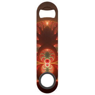 Lumineus abstract modern oranje rood Fractal Speed Flessenopener