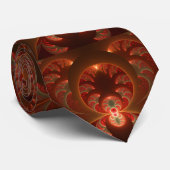 Lumineus abstract modern oranje rood Fractal Stropdas (Opgerold)