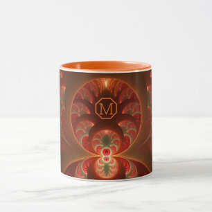 Lumineus abstract oranje rood Fractal Monogram Mok