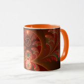 Lumineus abstract oranje rood Fractal Monogram Mok (Voorkant rechts)