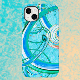 Lumineus blauw Zirly Abstract Fractal Patroon Case-Mate iPhone 14 Plus Hoesje