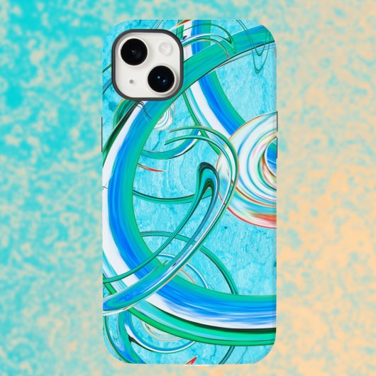Lumineus blauw Zirly Abstract Fractal Patroon Case-Mate iPhone Case