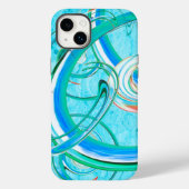 Lumineus blauw Zirly Abstract Fractal Patroon Case-Mate iPhone Case (Achterkant)