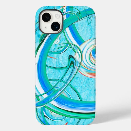 Lumineus blauw Zirly Abstract Fractal Patroon Case-Mate iPhone Case (Achterkant)