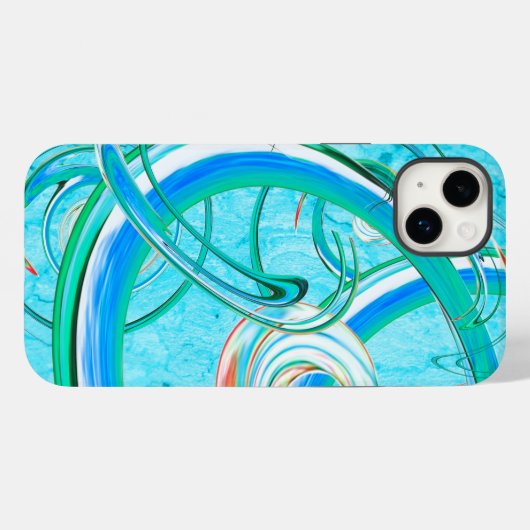 Lumineus blauw Zirly Abstract Fractal Patroon Case-Mate iPhone Case (Achterkant (horizontaal))