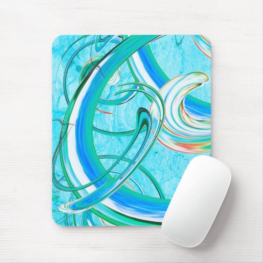 Lumineus blauw Zirly Abstract Fractal Patroon Muismat (Met muis)