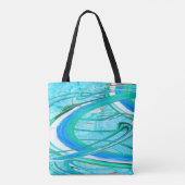 Lumineus blauw Zirly Abstract Fractal Patroon Tote Bag (Achterkant)