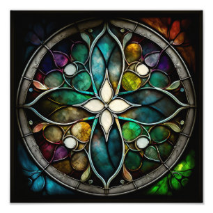 Lumineus Glas in lood kruis Foto Afdruk